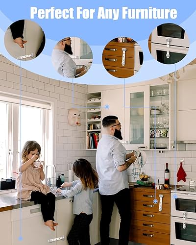 Refrigerator Lock 2-Pack - Child Proof Cabinet Locks With Keys & Strong Adhesive