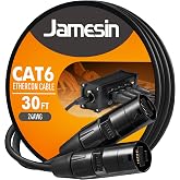 Jamesin CAT6 Shielded Ethercon Cable, 30 Feet, with Booted Rj45, Tactical Locking Ethernet, and Converta-Shell Connectors, for Studio Setups, Touring, Stage Production, Concerts &amp; Other Applications