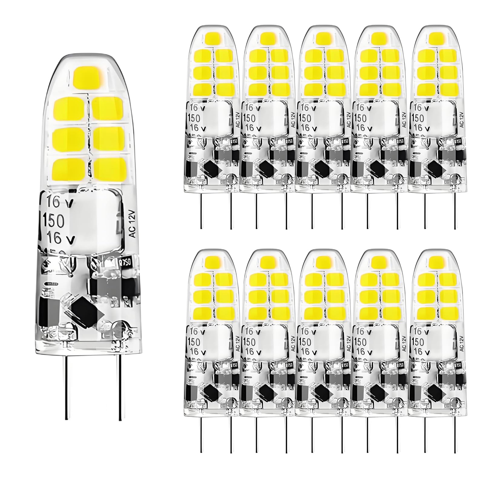 HUAMu 10 Pack G4 Led Bulbs 3W Equivalent to 30W,16 LEDs,300 Lumens, 360 Degree Beam Angle,AC/DC 12V,Non-Dimmable,6000K Cool White… — image 1