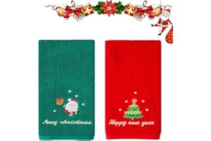 LRUUIDDE 2 Set Christmas Hand Towels,100% Cotton Hand Towel, Christmas Towels Washcloths 14x29 in, Christmas Bath Towels Wash Cloth for Holiday Design Decor Towels Gift (Red Green-2Pack)…