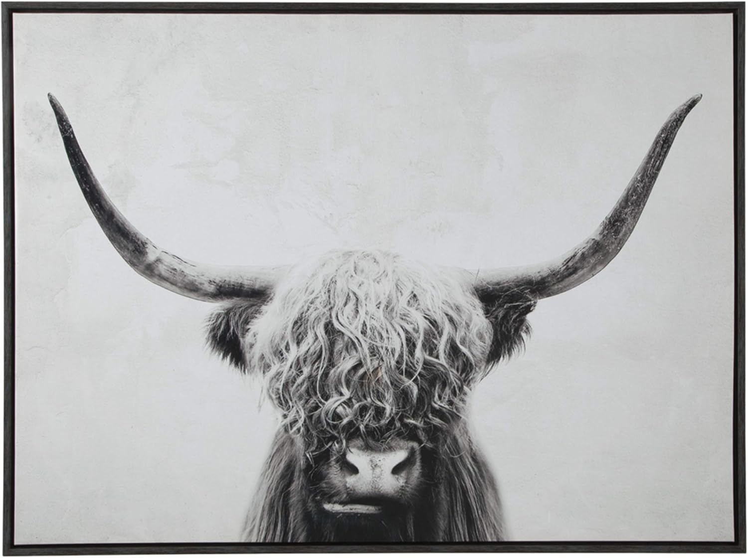 Amazon Com Signature Design By Ashley Pancho Highland Cow Wall Art Casual Black White Furniture Decor