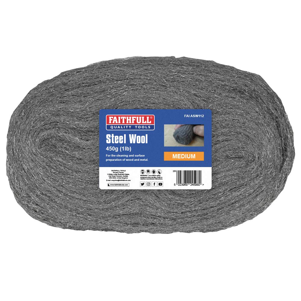 Faithfull Steel Wire Wool 450g Grit: 1-2 MEDIUM