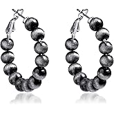 Navajo Pearls Dangle Chunky Hoop Earrings for Women Hypoallergenic Silver Vintage Western Cowgirl Jewelry
