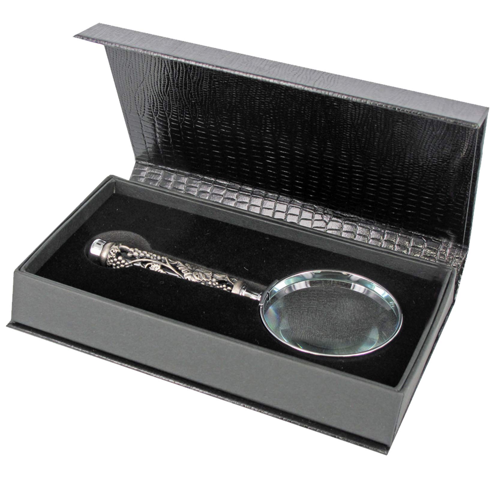 Carmani - Handheld Magnifier with 3D metal Grape pattern