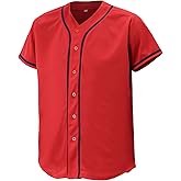 CUTHBERT Solid Baseball Jersey Shirt for Men and Women, Plain Casual Short Sleeves Button Down T-Shirt