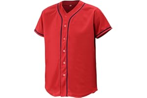 CUTHBERT Solid Baseball Jersey Shirt for Men and Women, Plain Casual Short Sleeves Button Down T-Shirt