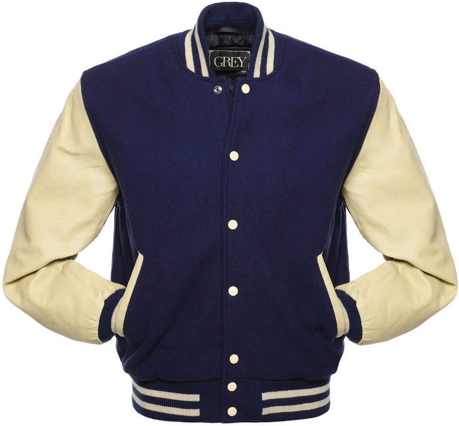 Grey Varsity Jacket | Baseball Jacket Men | Letterman Jacket Men | Men’s Leather Jacket | Bomber Jacket at  Men’s Clothing store
