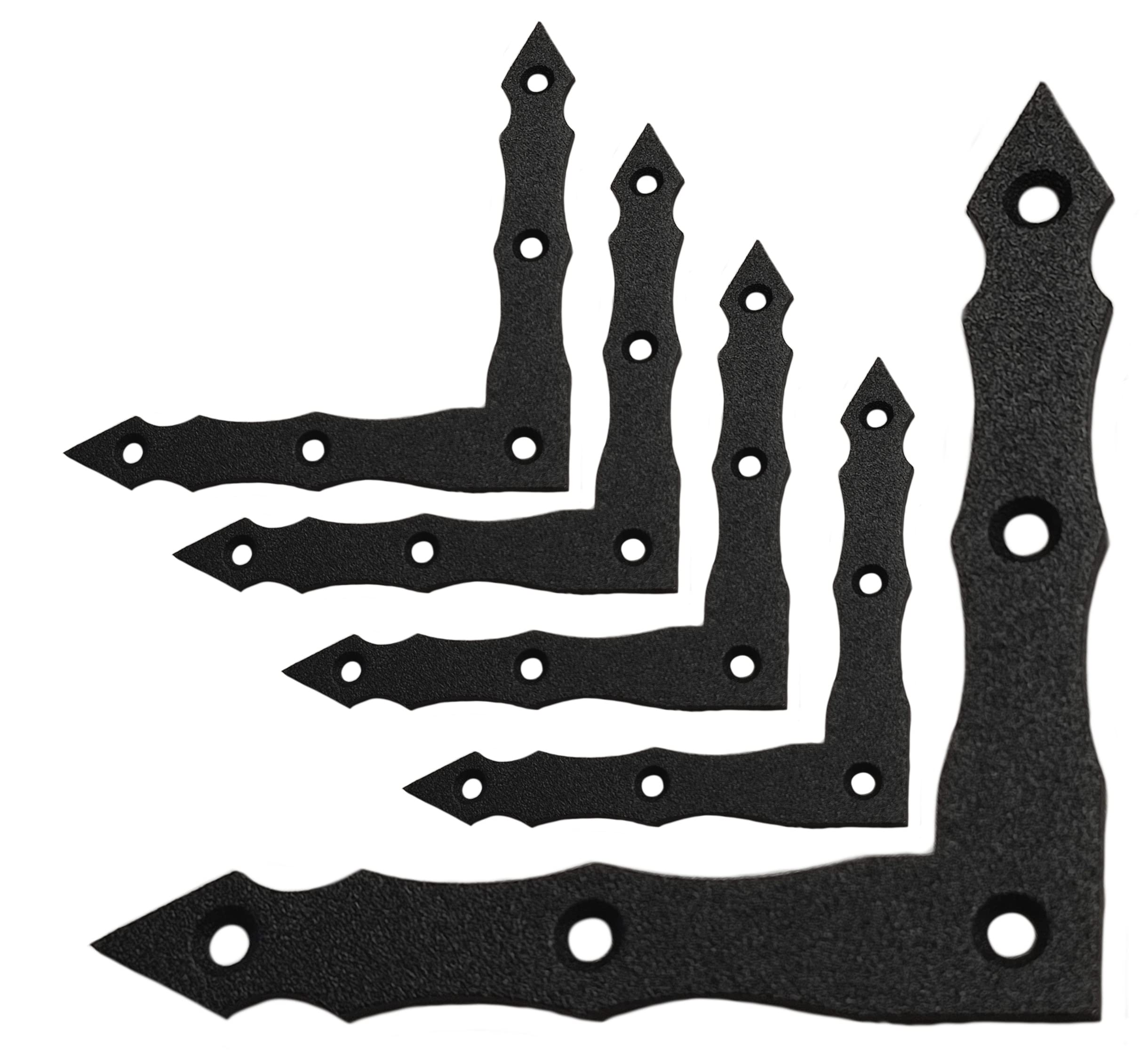 Flat Plate L Shape Black Metal Decorative Brackets Mending Connecting Joining Plate Heavy Duty Powder Coated Ornamental Repair Steel Sheet 4" x 4" x 0.6' x 0.08" (100 x 100 x 15 x 2mm) Pack of 5pcs