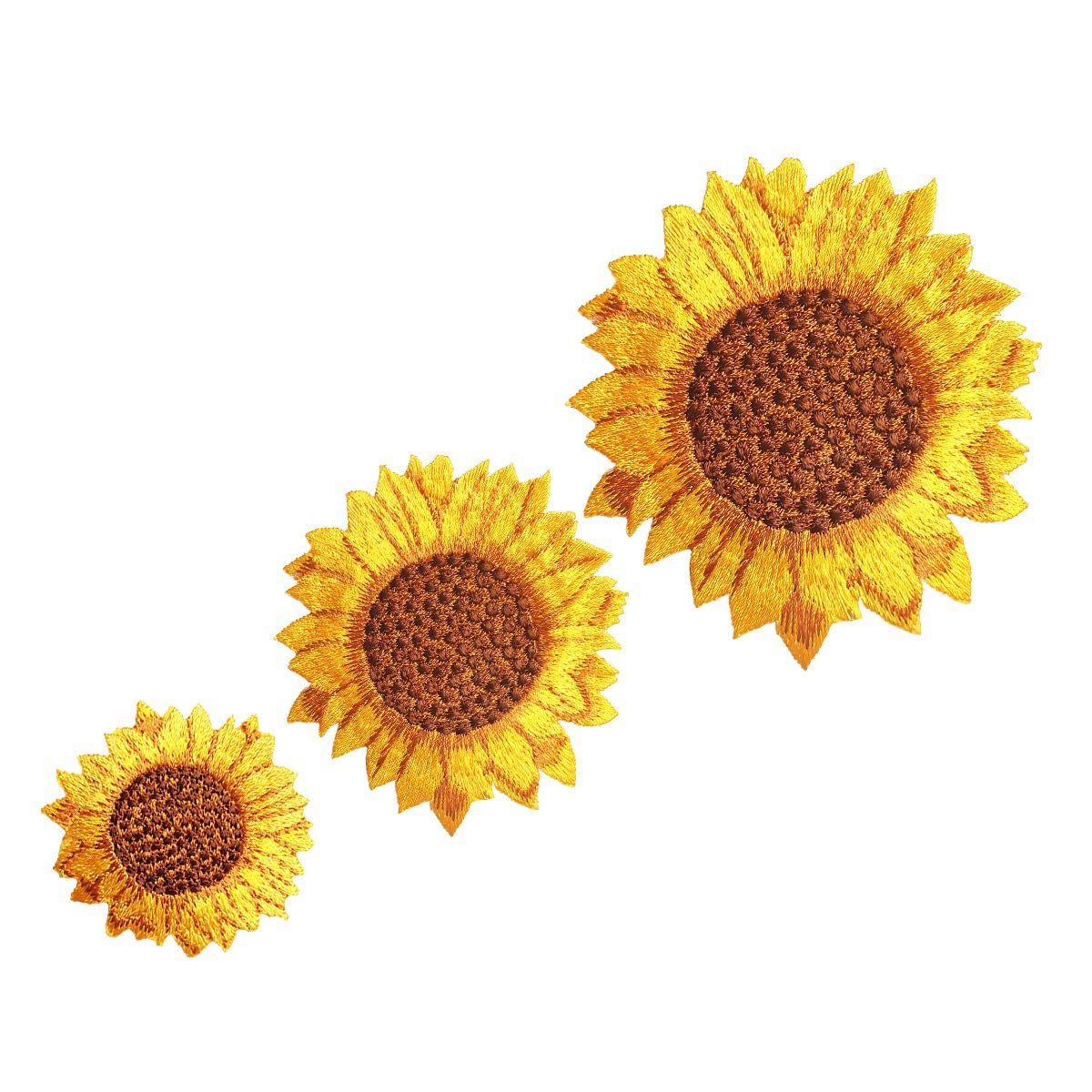 3PCS Sunflower Embroidery Patches Iron On/Sewing on Applique Patches for Jackets Jeans Bags Clothing DIY Arts Crafts