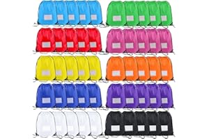 CODOBON 50 Pcs Drawstring Bags,Bulk Draw String Backpack, Cinch Bag Sackpack for Travel Gym Sport, 10 Colors