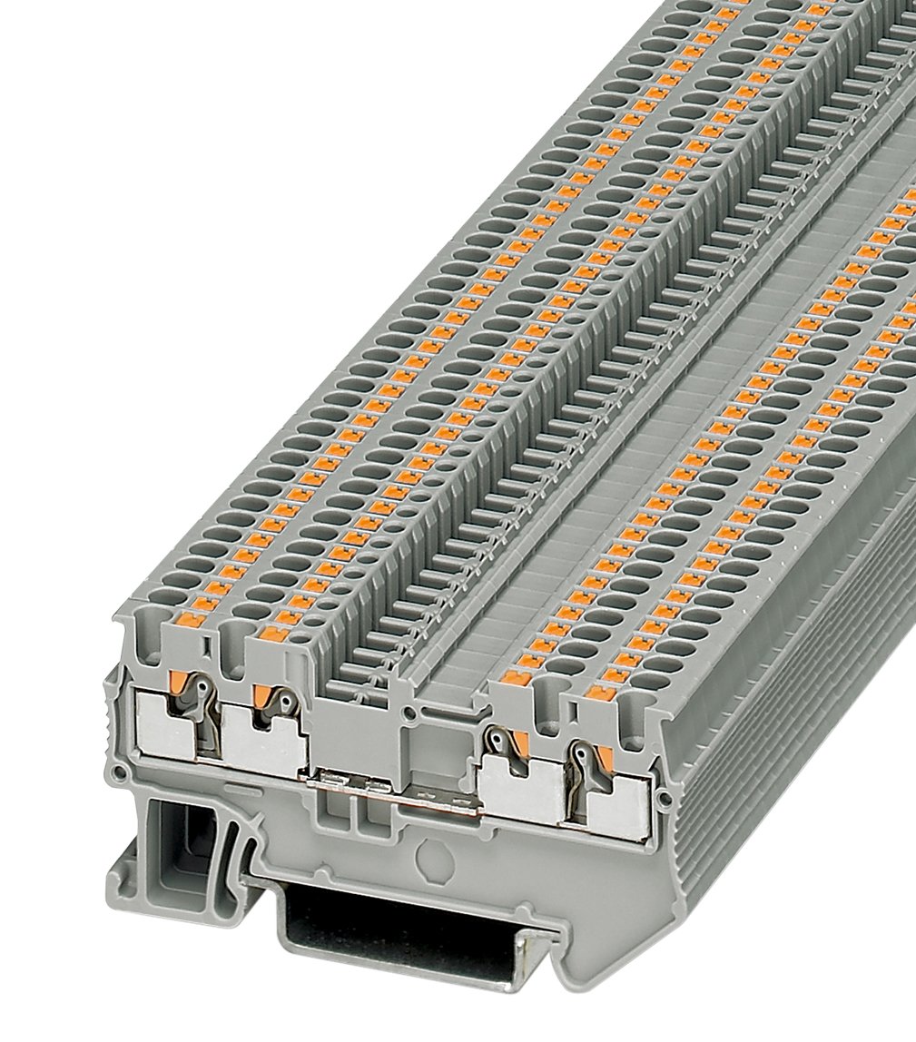 PHOENIX CONTACT Through Terminal PT 1.5/Quattro, Pack of 50, Grey, Push-in Connector, 17.5 A, 500 V, 1.5 mm², NS 35/7.5 NS 35/15