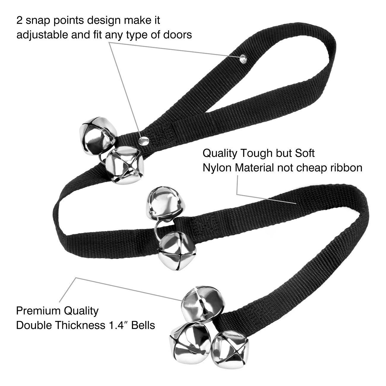 FOLKSMATE Dog Doorbells for Potty Training 2 Pack Potty Bells with 7 Extra Loud Bells Adjustable for Dog Training, Housebreaking