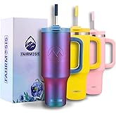 FAHRMOSIS 40 Oz Tumbler with Handle and Straw Insulated Cup that Fits in Cup Holder for Hot & Cold Drinks Leak Proof Tumbler with Straw Stainless Steel Travel Mug for Men & Women - Violet