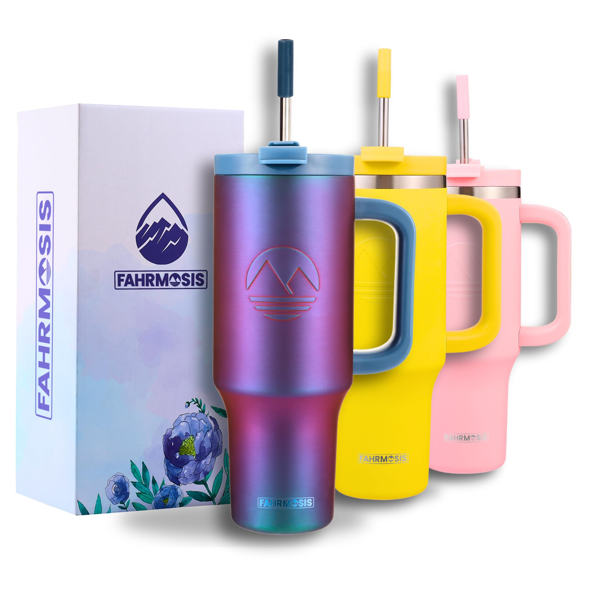 FAHRMOSIS 40 Oz Tumbler with Handle and Straw