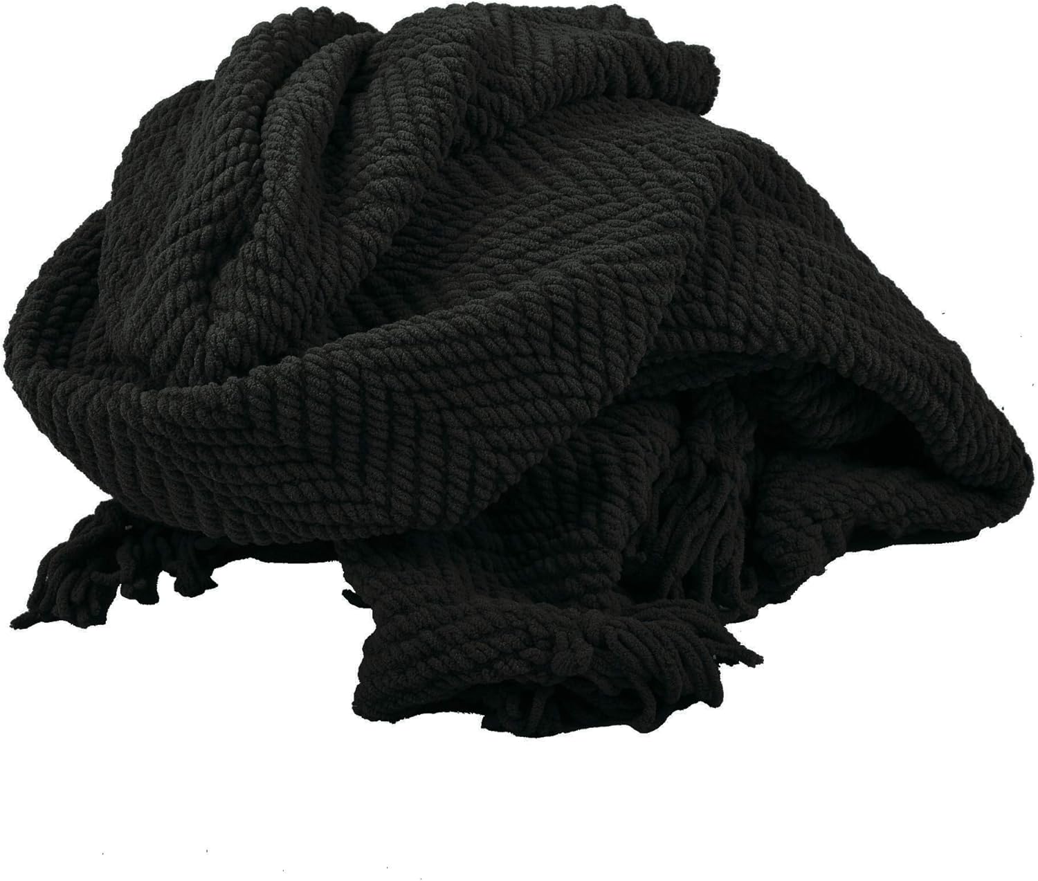 Home Soft Things Knitted Tweed Throw Couch Cover Blanket, 50 x 60, Raven: Home & Kitchen