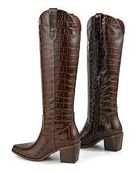 Pasuot Knee High Boots for Women - Brown Wide Calf
