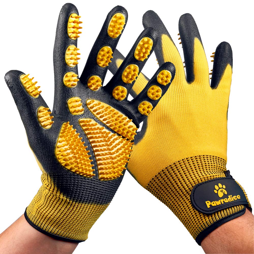 Pat Your Pet Grooming Glove Set - Cat Brush Mitts Yellow