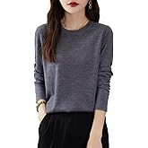 Chanyarn Women's 100% Merino Wool Base Layer Shirt Tops Crewneck Long Sleeve Travel Hiking Tee T Shirt Pullover Sweater