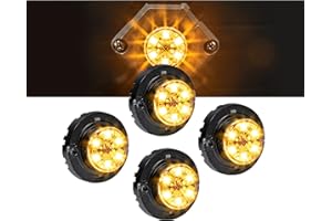LAMPHUS 4pc SnakeEye III AMBER LED Hideaway Strobe Light [SAE Class 1] [IP67 Waterproof] [72 Flash Mode] [Multi Units Sync-able] [Steady Override] Yellow Emergency Grille Police Light For Tow Truck Vehicle