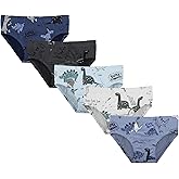 Donella Boys' Cotton Underwear 5 Pack - Soft Stretch Briefs for Boys, Dinosaur Print