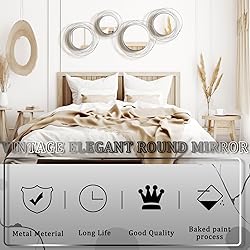 Hicarer 4 Pcs Decorative Wall Mirror Round Modern
