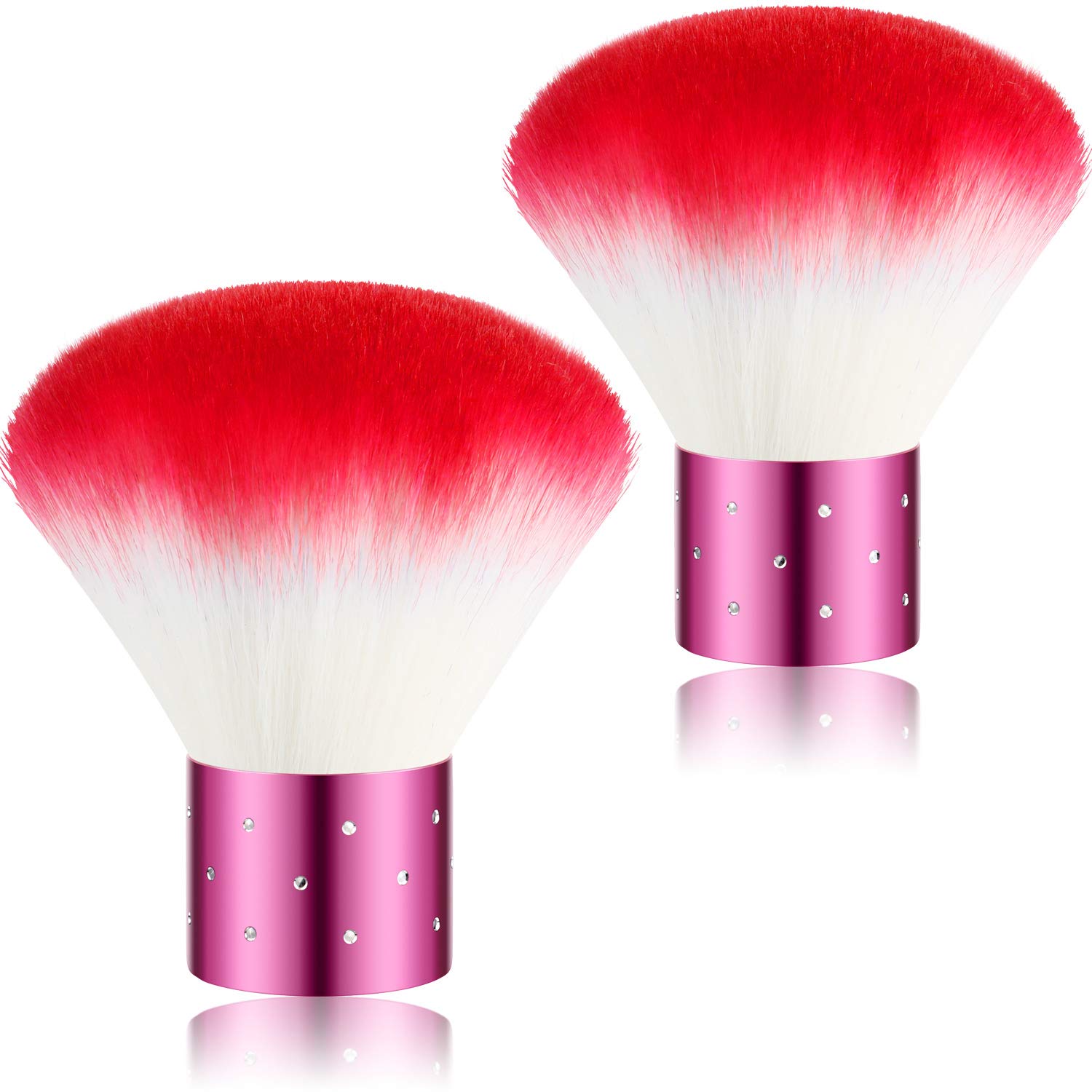 2 Pieces Colorful Soft Kabuki Brushes Nail Arts Dust Cleaner Brush for Makeup or Nail Arts (Purple, Pink): Beauty