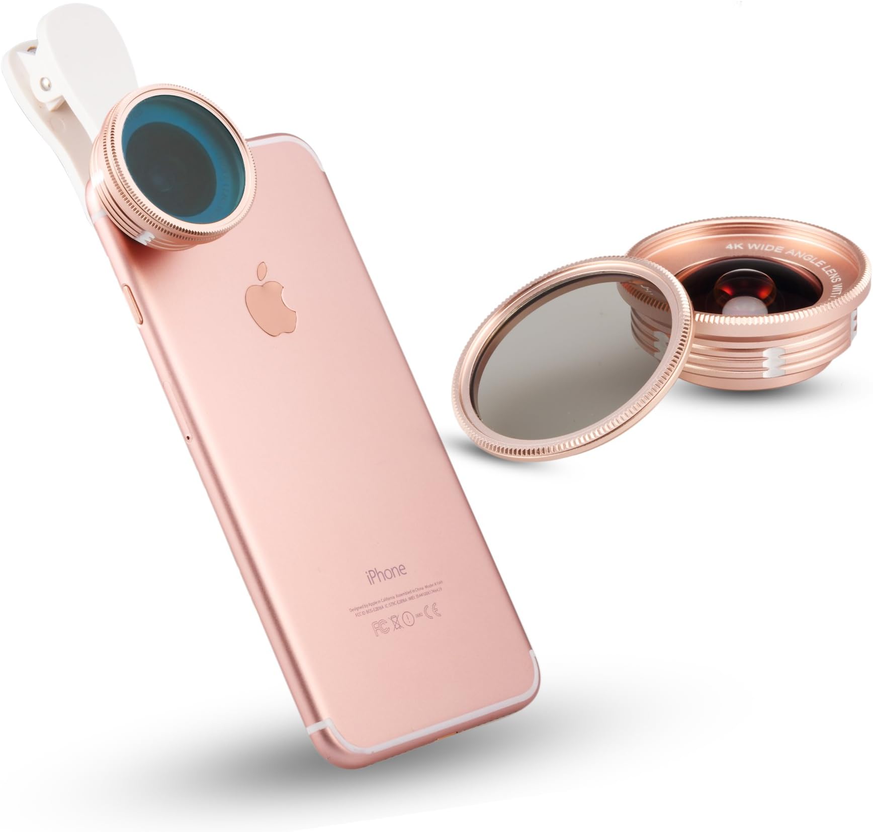 MY MIRACLE 3 in 1 Premium Camera Lens Kit with CPL and Wide Angle Lens and Macro Lens for iPhone 6/6s/6s Plus/5s/SE/7/7 Plus and Android Smartphone (Rose Glod)