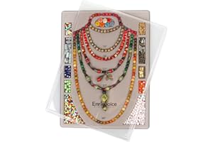 Enrichoice Bead Board with Cover, Grey Flocked - 5 U-Shaped Channels, 11 Recessed Compartments - Design Boards for Creating Necklaces and Other Jewelry - Beading Supplies