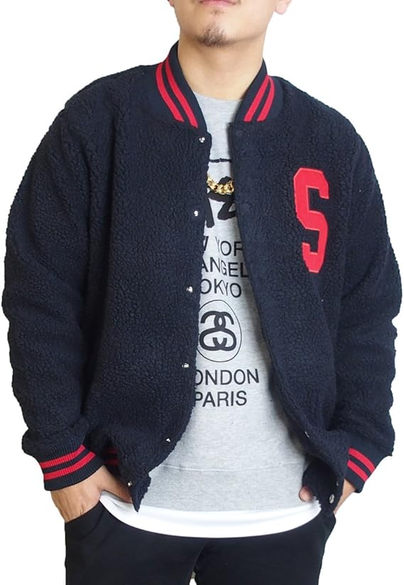 Amazon Stussy ステューシー S Varsity Jacket スタジャン スタジアムジャケット メンズ Xl Navy 並行輸入品 コート ジャケット 通販