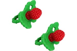 RaZbaby RaZberry Silicone Baby Teether Toy - Berrybumps Soothe Babies Sore Gums - Infant Teething Toy - Hands Free Design - B