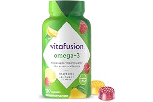 Vitafusion Omega-3 Gummy Vitamins, Berry Lemonade Flavored, Heart Health Vitamins(1) With Omega 3 EPA/DHA and Vitamins A, C, D and E, America’s Number 1 Vitamin Brand, 60 Day Supply, 120 Count
