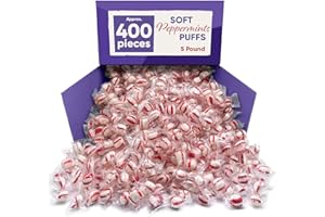 JO SWEETS Soft Peppermint Candy Puff Christmas Mints - 5 Pounds Approx 440 Pieces, Mints Individually Wrapped Christmas Candy Ideal for Christmas Candy Stocking Stuffers for Adults - Christmas Candy For Kids - Holiday Candy Perfect For Sharing in Candy Buffet