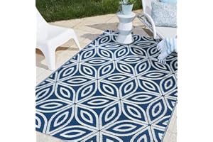 ICustomRug Outdoor Rug Mat- Floral Blue 5'X8' Reversible Picnic and Beach Area Rug, Perfect for Patio, Camping, Sunroom, and 