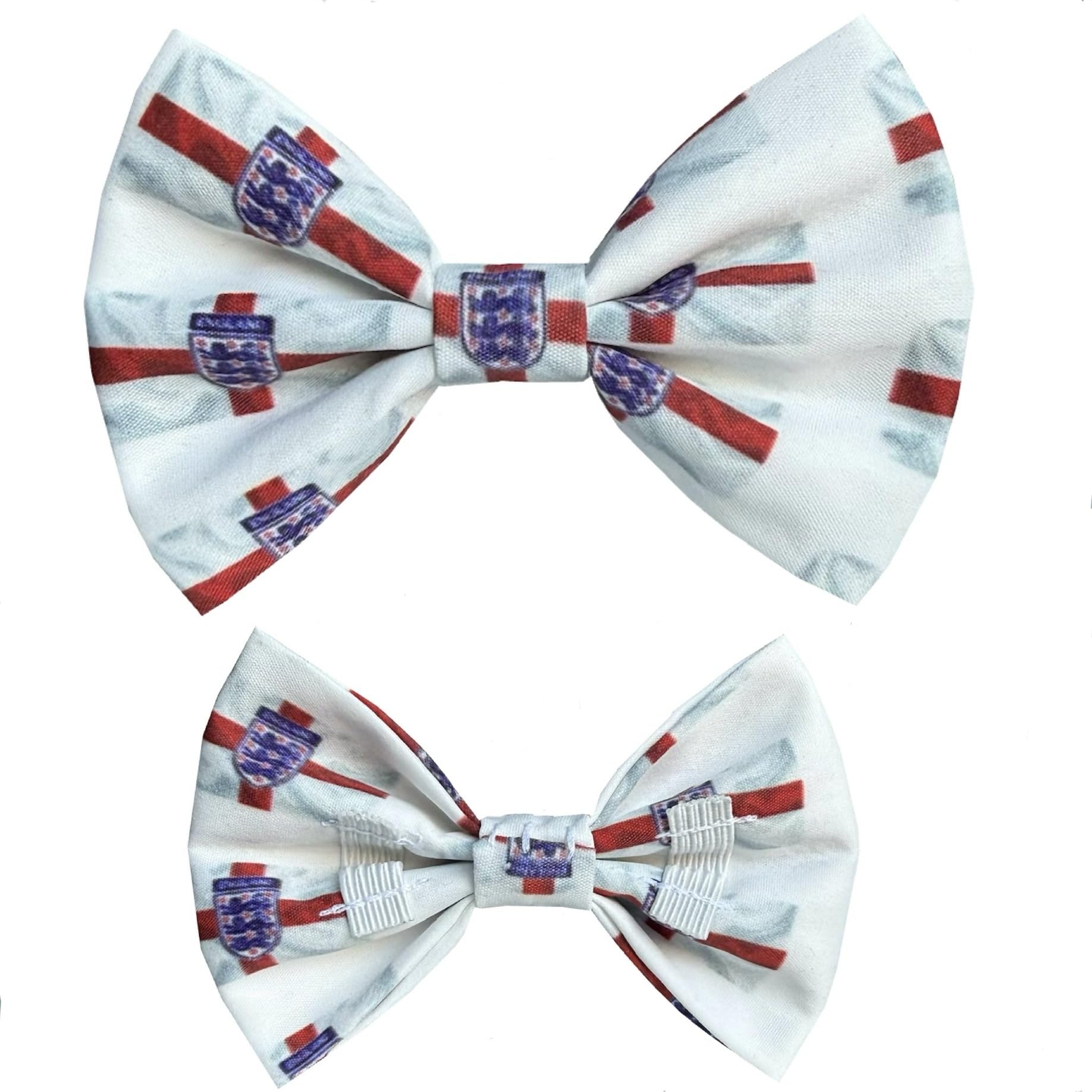 New Dogs Bow Tie Bowtie Football EURO Flag Paws England RED Elastic Band ACCESSORY Handmade UK (White flag Small)