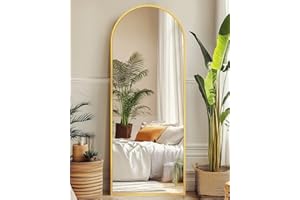 Suidia Arched Full Length Mirror, 58"x18" Floor Mirror Freestanding, Floor Standing Full Body Mirror with Stand for Bedroom, Hanging Mounted for Living Room Cloakroom, Gold