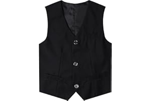 A&J DESIGN Boy Formal Suit Vest Kids Formal Wedding Waistcoat V-Neck Single-Breasted Dresswear 6-16 Years
