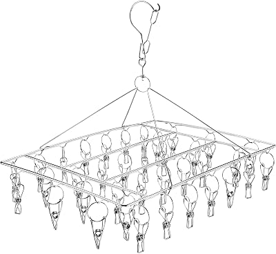Sinnsally Folding Sock Dryer 36 Pegs Stainless Steel Clothes Hanger