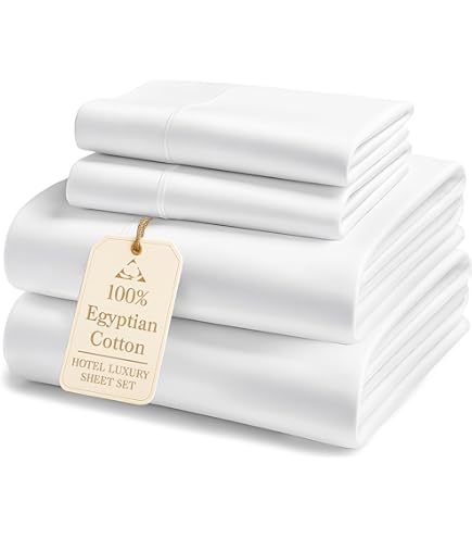 Parure de lit de luxe 4 pièces 100 % coton égyptien à longues