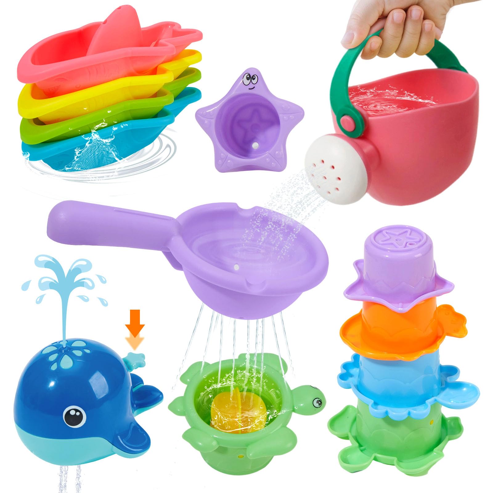 Bath Toys for 1-3 Year Old: Baby Bath Toys 12+ Months - Baby Bath Toy for Boys Girls Gifts - Mould Free Water Play Swimming Pool Toys - Birthday Gifts for 1 2 Year Olds Boys Girls Toddler Toys Age 1 2