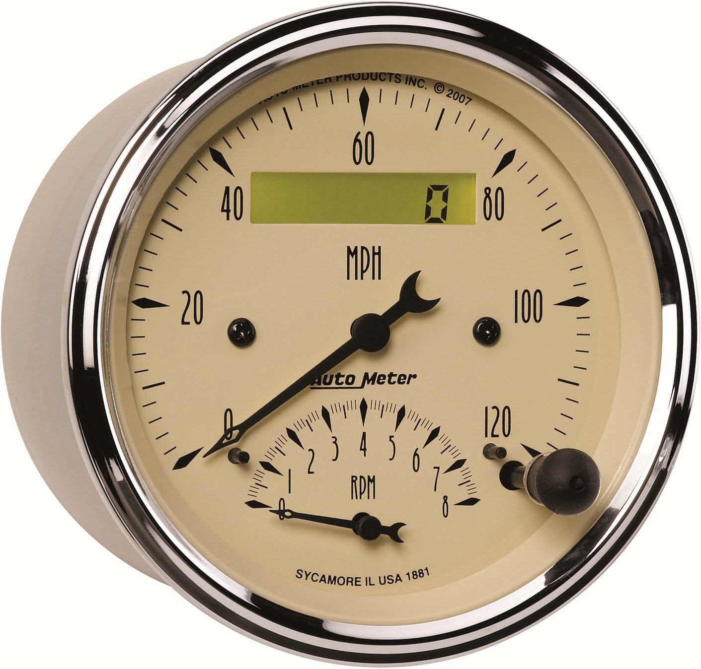 AUTO METER 1881 Antique Beige Tach/Speedo Combo,3.375 in