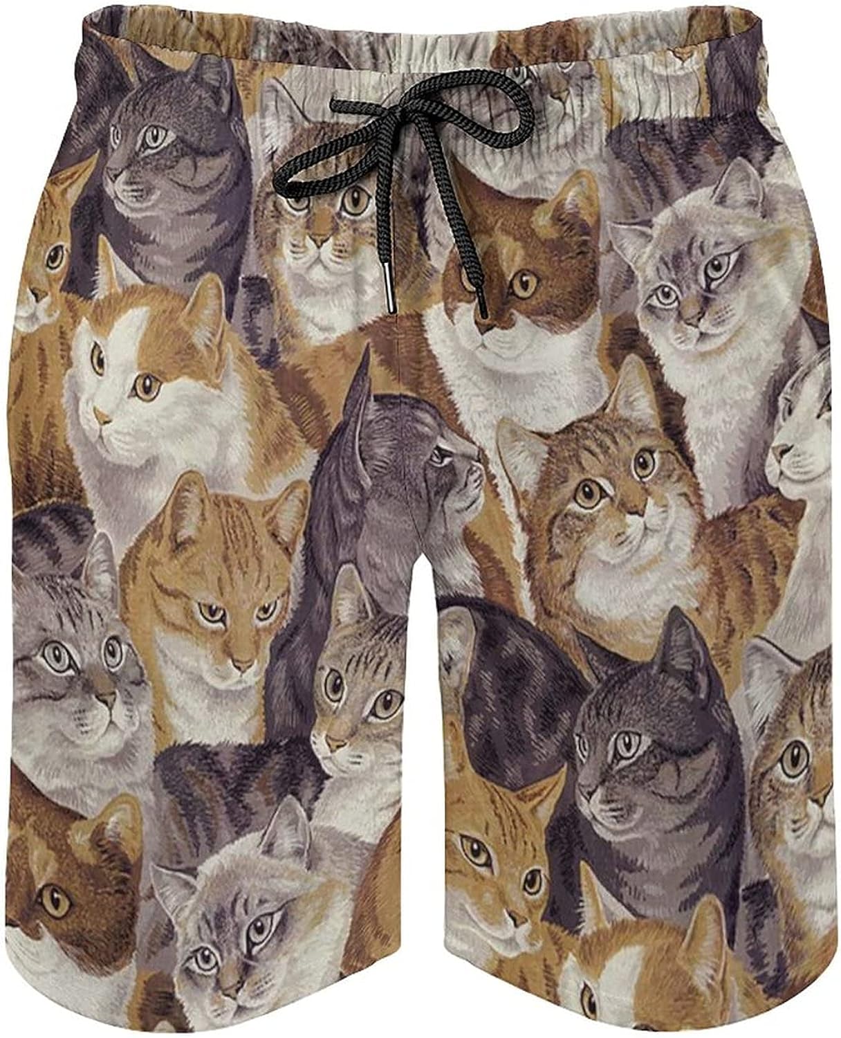 Men's Beach Shorts Cat Kitten Pet Swim Trunks Quick Dry Swimwear Surf