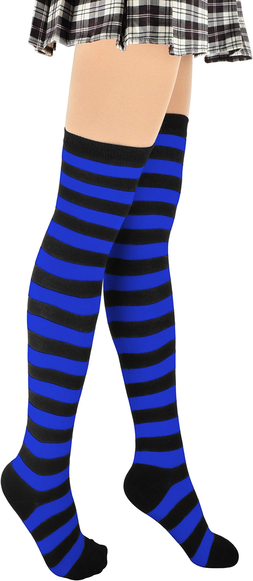 Women Thigh High Socks Long Striped Cotton Over Knee Stockings Cosplay Fashion Wild Leg Warmers