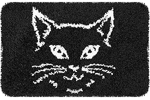 YAKOLECI Latch Hook Kits for Adults, Color Printed DIY Rug Carpet Needlework for Home Decoration Festival Gift 23.6"X15.8"(Cat)