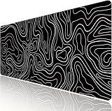 HGWALP Large Gaming TOPO Mouse Pad Black and White Topographic 31.5 x 11.8