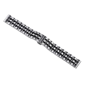 20mm Jubilee Style Luxury Two Tone Silver/Black Solid INOX Metal Watch Strap Replacements Uniflow Heavy Type Stainless...