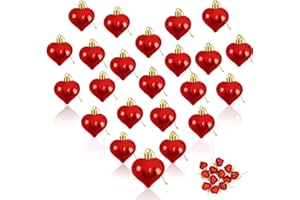 QETRABONE 24 Pcs Heart Ornaments, 2023 Valentine's Day Decor, Heart Decorations, Red Pink Sliver Heart Shaped Bulk Hanging Ornaments, Romantic Valentines Day Hanging Decorations for Home Hotel Wedding Party