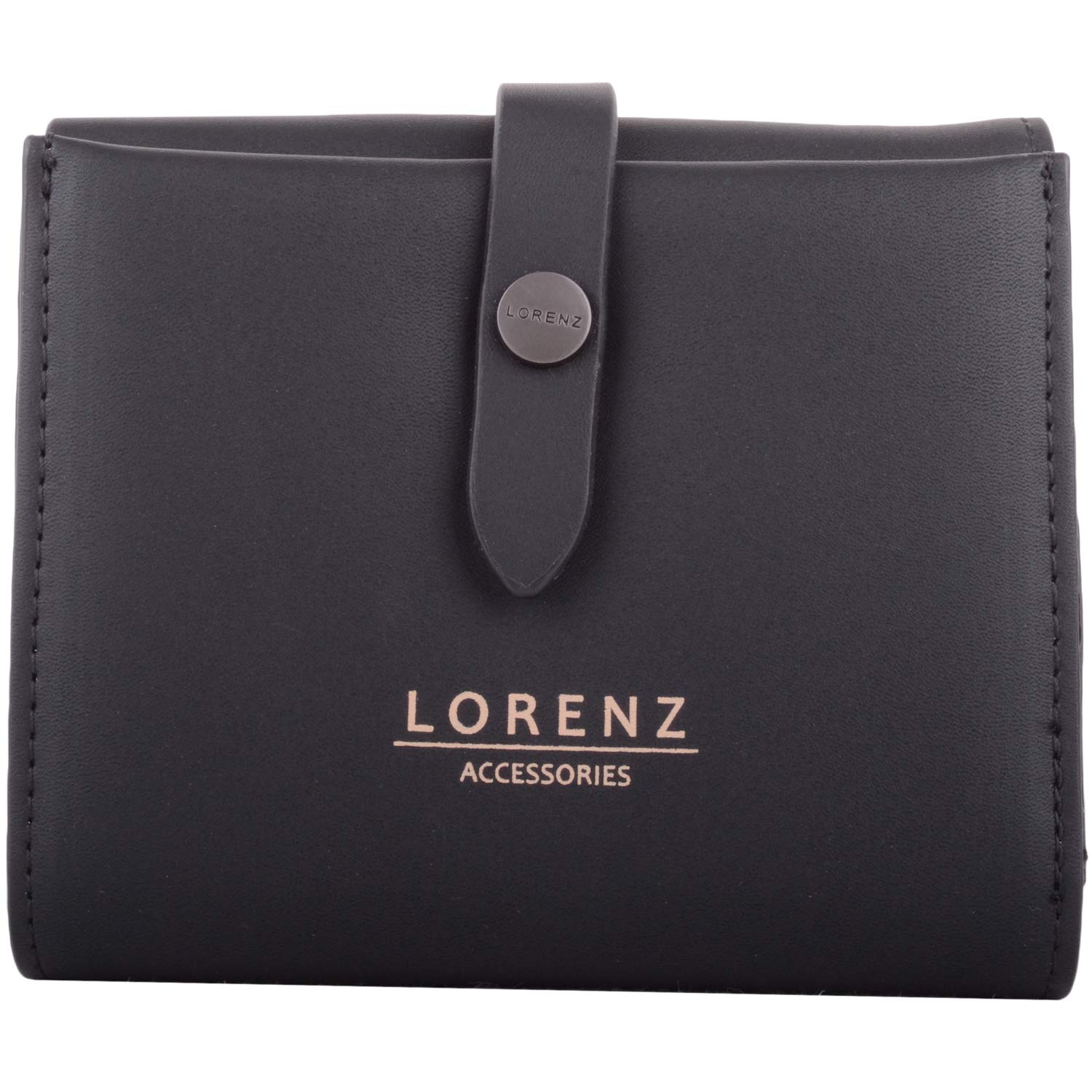 Womens Small Notebook Style Smooth PU RFID Money Coin Credit Card Purse - Black