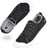 JENN ARDOR Women's Canvas Sneaker Slip-ons Loafers Shoes for Womens Fashion Casual Canvas Round Toe Soft Comfortable Walking Flats