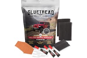GLUETREAD MORE TREAD MORE TRACTION GlueTread Full-Size 4x4 Sidewall Tire Repair Kit | Sidewall Tire Patch Kit Puncture Repair Kit for Off-Road 4x4 Vehicles | Improved Rubber Formula No Accelerator Needed 10 Minutes Curing Time