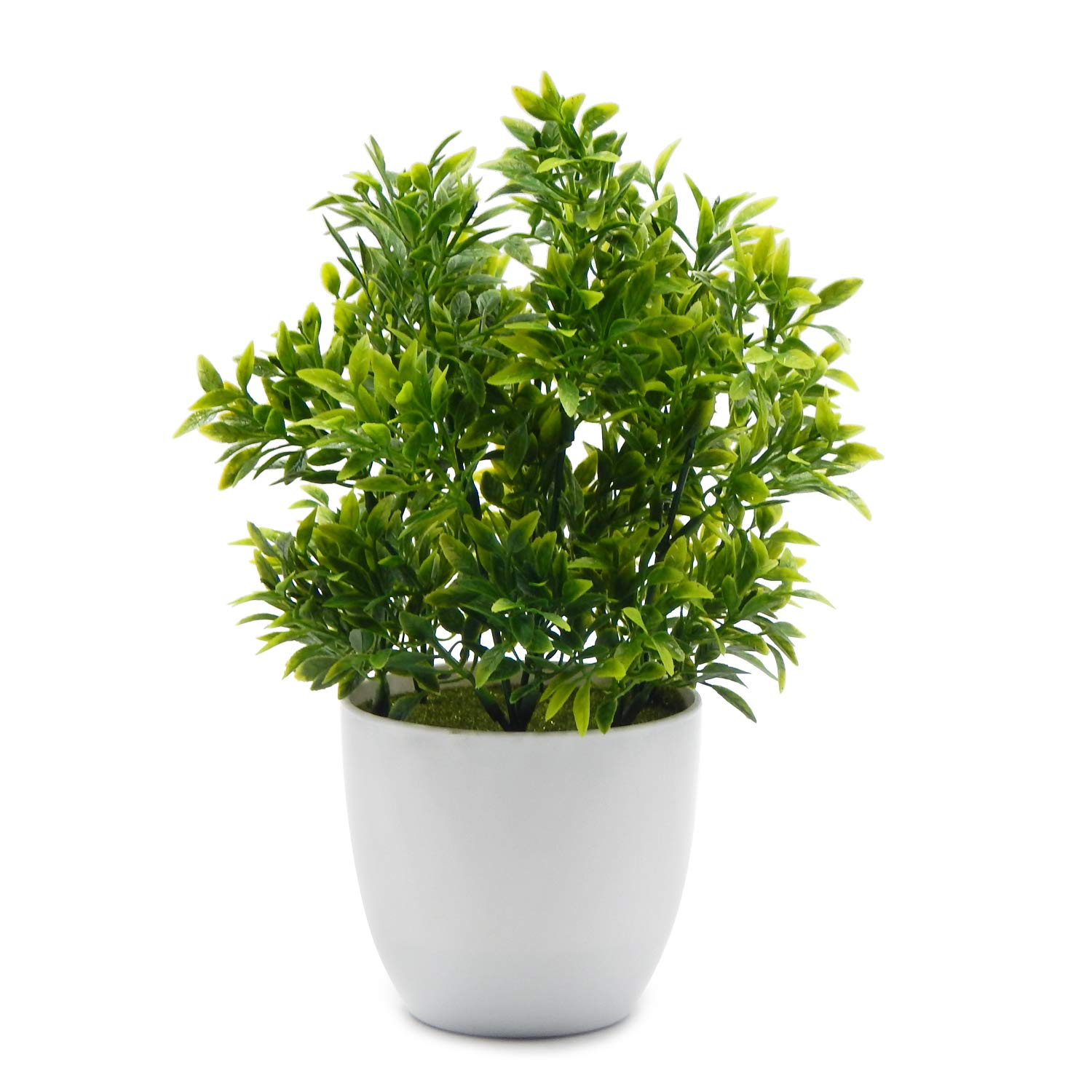 OFFIDIX Artificial Plants Mini Plastic Eucalyptus Plants for Office Home Decoration Fake Plant Faux Plastic Plants with White Vase